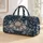 Navy Ivory Botanical Damask Floral Medallion For Coastal Resort Vacations Women Style Quilted Weekend Bag - 1