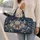 Navy Ivory Botanical Damask Floral Medallion For Coastal Resort Vacations Women Style Quilted Weekend Bag - 2