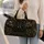 Majestic Black Wolf Portrait With Gold Teal Wilderness Motifs For Travel And Gym Quilted Weekend Bag - 2