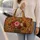 Retro Rose Garden Florals With Olive Cartouche For Autumn Holiday Travel Gifts For Her Quilted Weekend Bag - 2