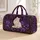 Regal White Cat With Purple Daisies Vintage Floral Overnight Getaway For Women Cat Lovers Quilted Weekend Bag - 1