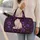 Regal White Cat With Purple Daisies Vintage Floral Overnight Getaway For Women Cat Lovers Quilted Weekend Bag - 2