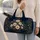 Midnight Navy Golden Vine Daisies For Elegant Travel Getaways And Floral Style Lovers Quilted Weekend Bag - 2