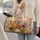Rustic Bohemian Wild Meadow Florals On Cream For Holiday Travel Style For Women Gifts Quilted Weekend Bag - 2