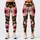 Black Hibiscus Gold Chain Motif For Resort Travel, Evening Wear And Statement Style Leggings - 1