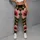 Black Hibiscus Gold Chain Motif For Resort Travel, Evening Wear And Statement Style Leggings - 4