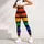 Abstract Rainbow Brushstroke Color Block Streetwear For Yoga Workouts And Festivals Leggings - 5