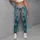 Abstract Cyan Chevron Urban Paint Distress For Yoga Running Gym Training Wear Women Leggings - 4