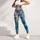 Abstract Cyan Chevron Urban Paint Distress For Yoga Running Gym Training Wear Women Leggings - 6