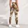 Black Canine Paw Trail On Ivory Camo For Hiking Dog Moms Outdoor Fitness Daily Wear Leggings - 5