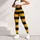 Golden Bumblebees On Honey Yellow And Charcoal Stripes For Everyday Casual Wear Women Leggings - 6
