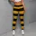 Golden Bumblebees On Honey Yellow And Charcoal Stripes For Everyday Casual Wear Women Leggings - 4