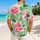 Pink Water Lily And Palm Botanical Beach Resort Wear For Summer Vacation Getaways Hawaiian Shirt - 2