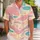Pastel Tropical Color Blocks And Plumeria Accents For Poolside Resort Travel Hawaiian Shirt - 1