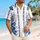 Blue White Tropical Floral Geometric Resort Outfit For Beach Travel And Summer Getaways Hawaiian Shirt - 6