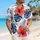 Coral Hibiscus And Navy Monstera Tropical Floral Set For Beach Resort Vacation Men Hawaiian Shirt - 6