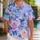 Lavender Rose And Blue Water Lily Botanical Tropical Getaway Vacation Button Down For Men Hawaiian Shirt - 1