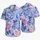 Lavender Rose And Blue Water Lily Botanical Tropical Getaway Vacation Button Down For Men Hawaiian Shirt - 5