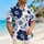 Navy Tropical Floral Botanical Aloha Resort Wear For Beach Vacations And Summer Parties Hawaiian Shirt - 6