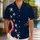 Navy Crimson Ribbon And Ivory Starbursts For Coastal Holiday Vacation Beach Wear Hawaiian Shirt - 1