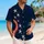 Navy Crimson Ribbon And Ivory Starbursts For Coastal Holiday Vacation Beach Wear Hawaiian Shirt - 6