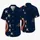 Navy Crimson Ribbon And Ivory Starbursts For Coastal Holiday Vacation Beach Wear Hawaiian Shirt - 5