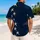 Navy Crimson Ribbon And Ivory Starbursts For Coastal Holiday Vacation Beach Wear Hawaiian Shirt - 2