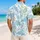Blue Seafoam Tropical Vine Floral Resort Wear For Plus Size Beach Vacation Style Hawaiian Shirt - 2