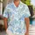 Blue Seafoam Tropical Vine Floral Resort Wear For Plus Size Beach Vacation Style Hawaiian Shirt - 1