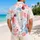 Abstract Coral Red And Blue Tropical Spots For Resort Travel And Beach Vacation Wear Hawaiian Shirt - 2
