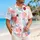 Abstract Coral Red And Blue Tropical Spots For Resort Travel And Beach Vacation Wear Hawaiian Shirt - 6