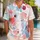 Abstract Coral Red And Blue Tropical Spots For Resort Travel And Beach Vacation Wear Hawaiian Shirt - 1