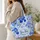 Blue Iris Watercolor Floral For Spring Travel, School And Daily Commutes Gift Ideas Quilted Tote Bag - 3