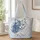 Silver White Cat With Blue Filigree Gift for Cat Lovers Travel and Everyday Style Quilted Tote Bag - 1