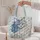 Silver White Cat With Blue Filigree Gift for Cat Lovers Travel and Everyday Style Quilted Tote Bag - 5