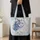 Silver White Cat With Blue Filigree Gift for Cat Lovers Travel and Everyday Style Quilted Tote Bag - 4