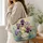 Watercolor Iris Garden With Name Medallion For Mother's Day Gifts And Everyday Carry Quilted Tote Bag - 3