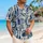 Indigo Geometric Mosaic With Moon And Wave Motifs For Resort Travel And Beach Days Hawaiian Shirt - 6