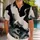 White Crane Ocean Waves And Lotus Flowers For Tropical Night Resort Getaways Men Hawaiian Shirt - 1