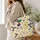 Hummingbird Wildflower Watercolor For Weekend Travel, Shopping And Nature Lovers Quilted Tote Bag - 3