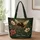 Vintage Bumblebee And Wildflower Forest Green Everyday Travel Gift For Garden Lovers Quilted Tote Bag - 1