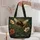 Vintage Bumblebee And Wildflower Forest Green Everyday Travel Gift For Garden Lovers Quilted Tote Bag - 5