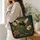 Vintage Bumblebee And Wildflower Forest Green Everyday Travel Gift For Garden Lovers Quilted Tote Bag - 3