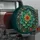 Peacock Green Lotus Dahlia Botanical Floral Accent For Boho Road Trips And Garden Lovers Spare Tire Cover - 3