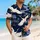 Flying Red Crowned Cranes Blue Lotus Waves For Resort Travel And Tea Garden Style Hawaiian Shirt - 6