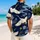 Flying Red Crowned Cranes Blue Lotus Waves For Resort Travel And Tea Garden Style Hawaiian Shirt - 2