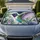 Watercolor Hummingbird With Violet Wings And Botanical Leaves For Summer Driving Car Sunshade - 1