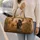 Golden And Black Horses Autumn Meadow Style Getaway For Equestrian Lovers With Name Quilted Weekend Bag - 2