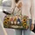 Whimsical Garden Gnomes With Sunflowers For Cottagecore Travel And Gift Giving Fans Quilted Weekend Bag - 2