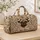 Fawn Pug With Boho Vines And Paw Motifs For Travel Gym Picnics And Everyday Dog Lovers Quilted Weekend Bag - 4